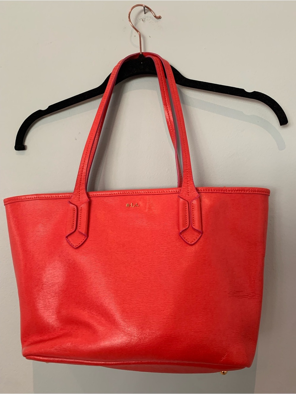 Vintage Red Leather Tote Bag - Ralph Lauren